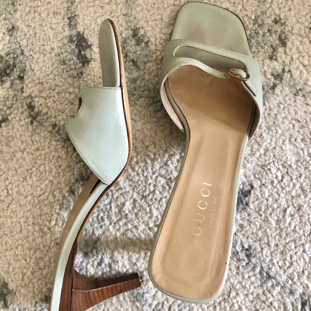 GUCCI Mint Green Sllip-on Heel Sandel